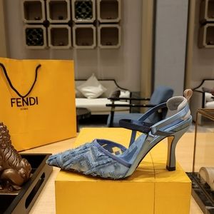 Fendi velvet embroidered pointed sandals